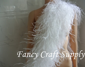 White OSTRICH Feather Boa 5 Ply Dancing Dress Wedding Crafting Halloween  Custom Supply 