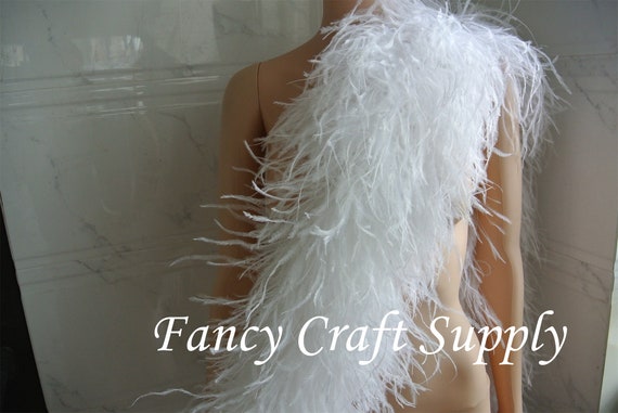 White OSTRICH Feather Boa 6 Ply Dancing Dress Wedding Crafting Halloween  Custom Supply 