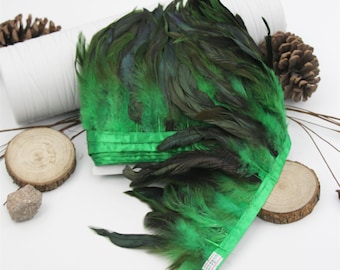 KOLIGHT Frangia Di Piume Di Gallo Naturali 5 Metri - Larghezza 10-15 Cm, Per Decorazioni Fai Da Te, Infradito, Costumi