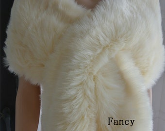 ivory cream faux fur bridal wrap Fur Wrap Bridal Faux Fur Stole bridal Fur Shawl Cape wedding faux fur wrap shrug