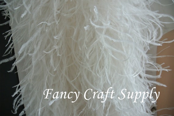 White OSTRICH Feather Boa 6 Ply Dancing Dress Wedding Crafting Halloween  Custom Supply 