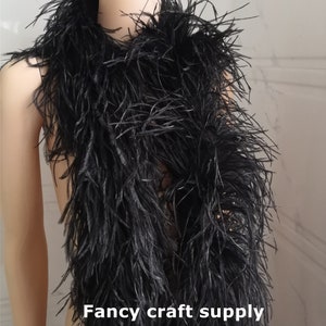 black OSTRICH Feather Boa 8 ply Dancing dress Wedding Crafting halloween custom supply