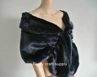 deep blue faux fur bridal wrap Fur Wrap Bridal Faux Fur Stole bridal Fur Shawl Cape wedding faux fur wrap shrug
