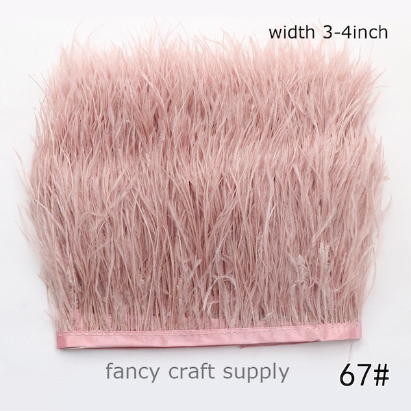 1 yard rose pink dust pink ostrich feather trim fringe feather trimming 3-4inch wide 55 colors for you select