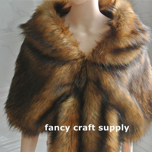 brown with black tip faux fur bridal wrap Fur Wrap Bridal Faux Fur Stole bridal Fur Shawl Cape wedding faux fur wrap shrug