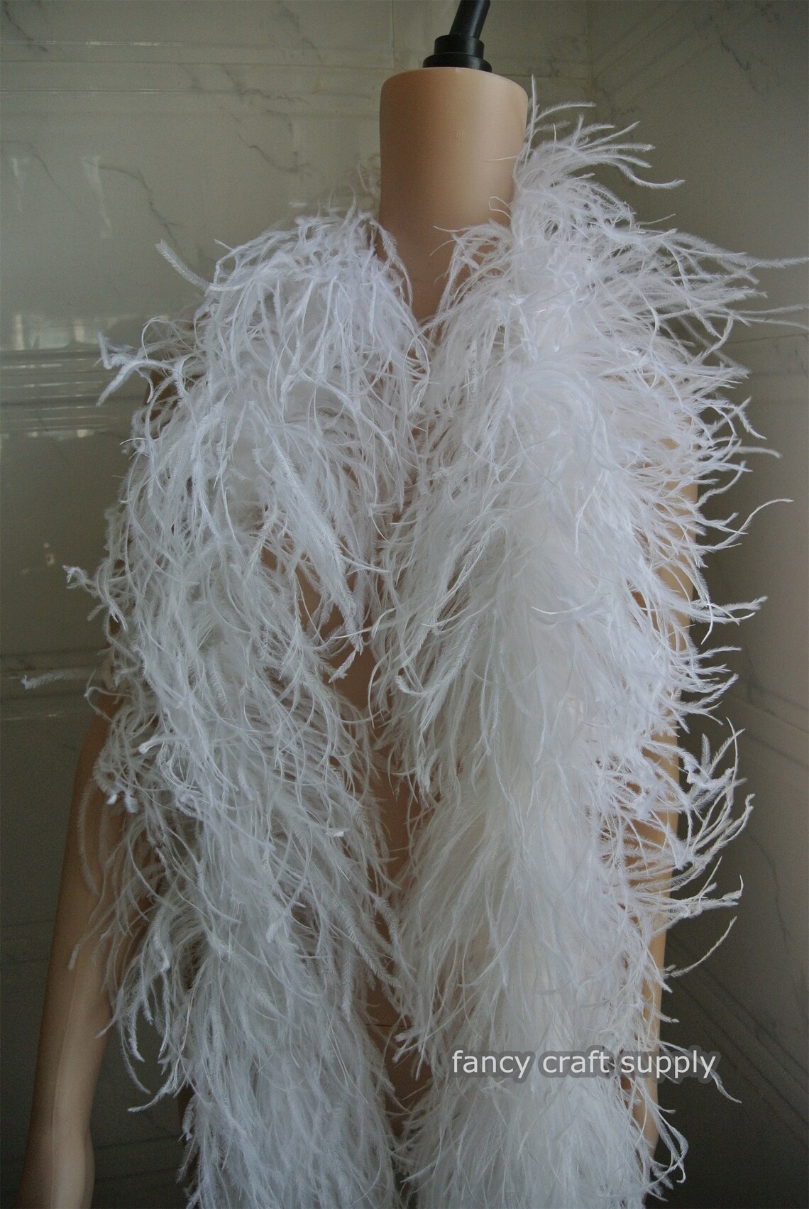 White OSTRICH Feather Boa 5 Ply Dancing Dress Wedding Crafting ...