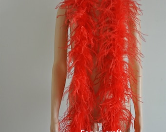 Boa De Plumas De 180 Cm – Disfraz Burlesque Y Carnaval, Plumas De Marabú Auténticas, Ideal Para Manualidades Y Fiestas (Rojo)