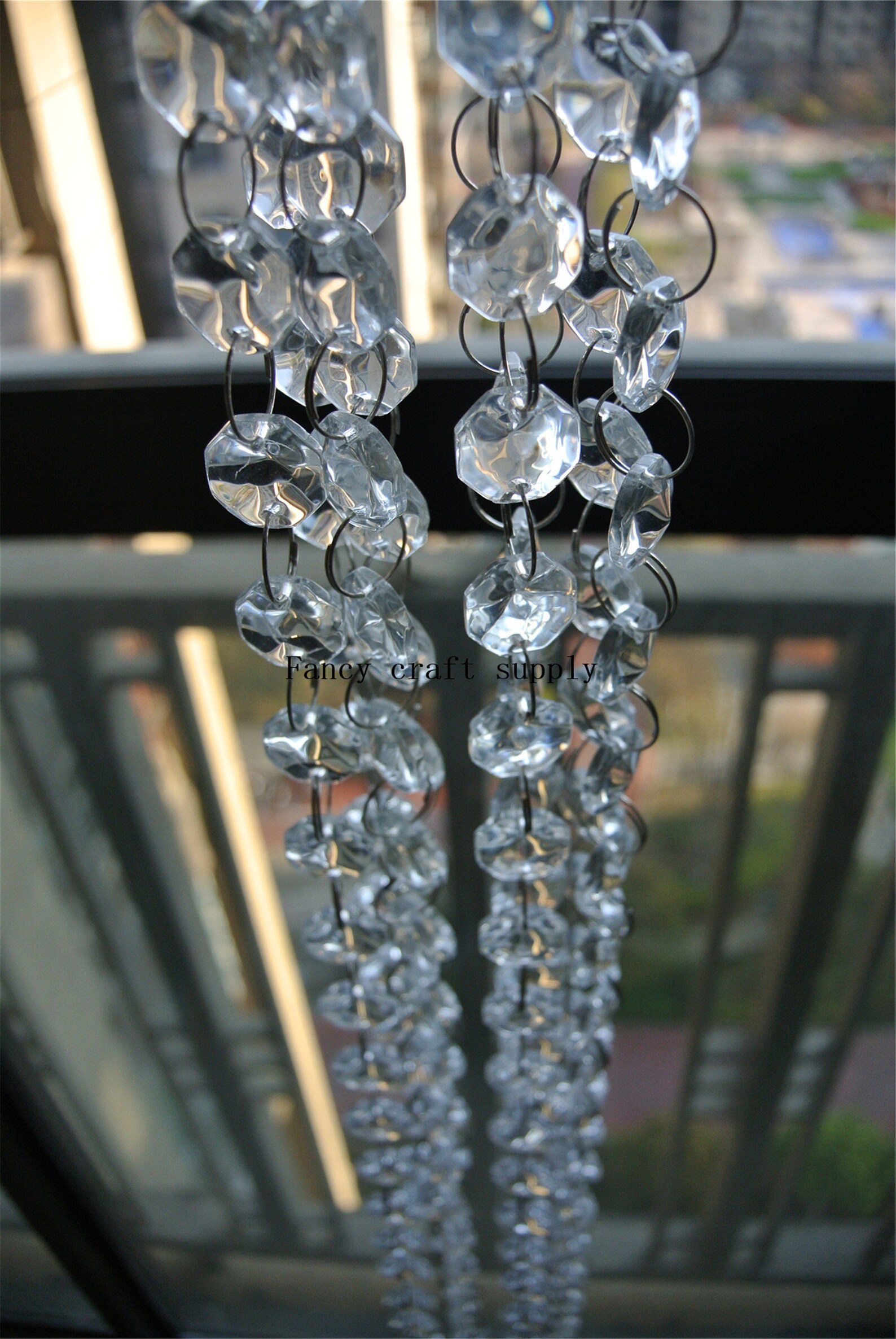 20 Ft Crystal Glass Beads Chain Octagon Beads Garland of Clear ...