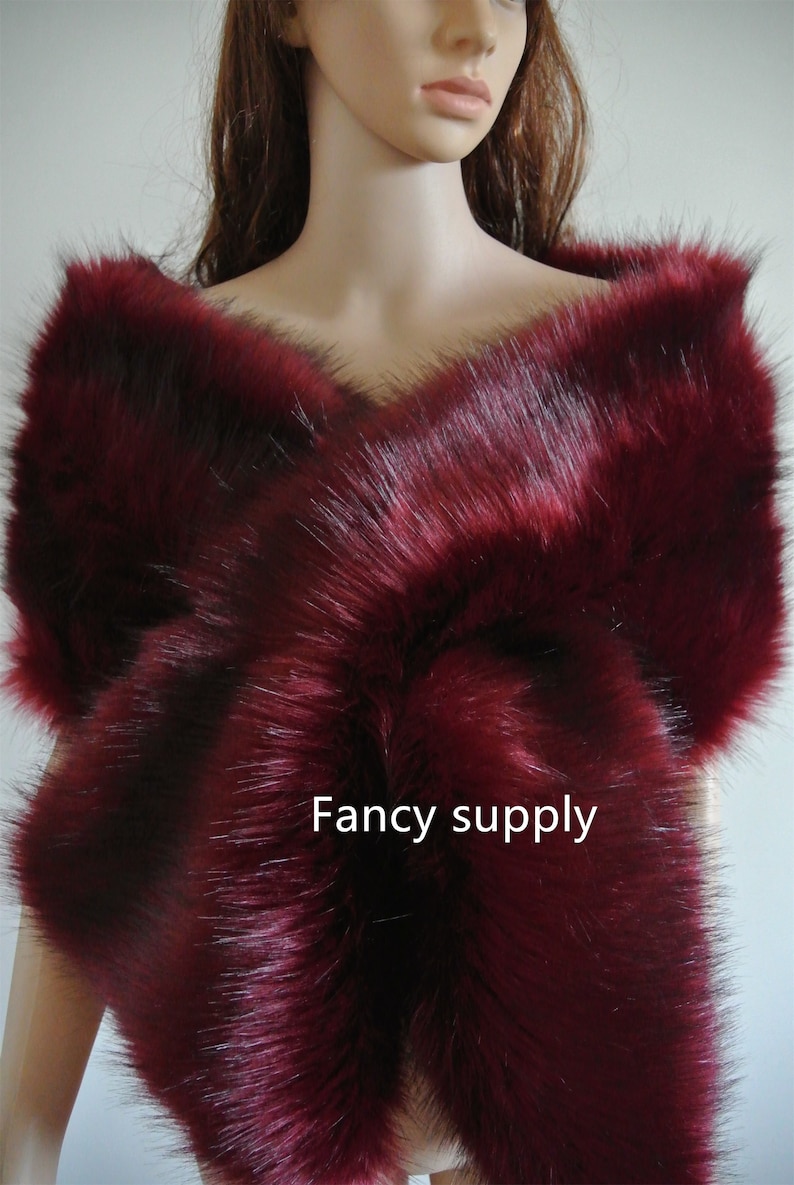 burgundy faux fur shawl