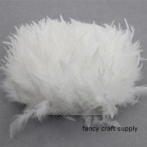 1 yard white Chandelle Feather Trim turkey feather fringe trim