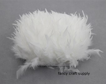 1 yard white Chandelle Feather Trim turkey feather fringe trim
