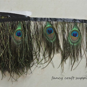 2 yards peacock Feather Trim peacock tail feather trim fringe