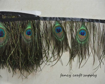 2 yards peacock Feather Trim peacock tail feather trim fringe