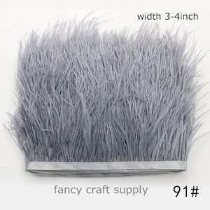 1 yard gray ostrich feather trim fringe feather trimming 3-4inch wide 55 colors
