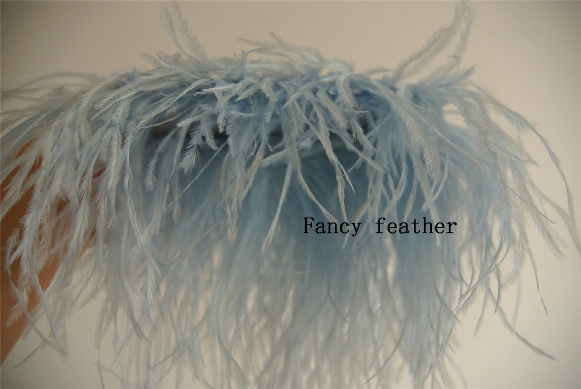 Light Blue Ostrich Feather Trimming Fringe Ostrich Feather Etsy