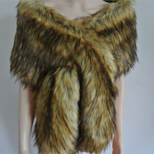 brown with black tip faux fur bridal wrap Fur Wrap Bridal Faux Fur Stole bridal Fur Shawl Cape wedding faux fur wrap shrug Stole