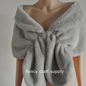 light gray faux fur bridal wrap Fur Wrap Bridal Faux Fur Stole bridal Fur Shawl Cape wedding faux fur wrap shrug