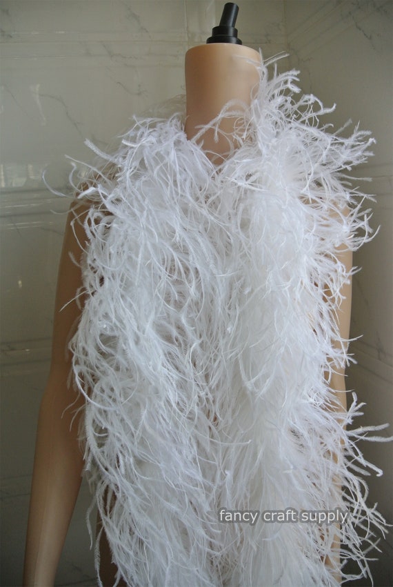 1 Piece - WHITE Ostrich Feather Boa 12 Ply