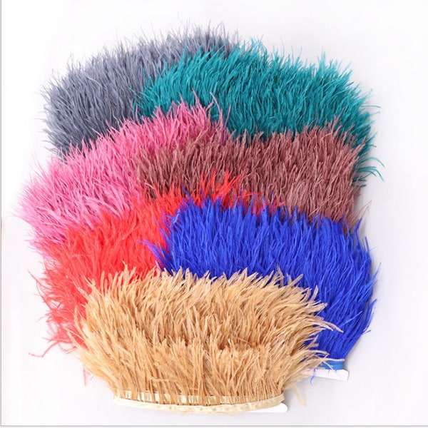 55 colors 1 yard white black orange pink turquoise purple red ivory yellow burgundy champagne ostrich feather trim fringe 3-4inch wide