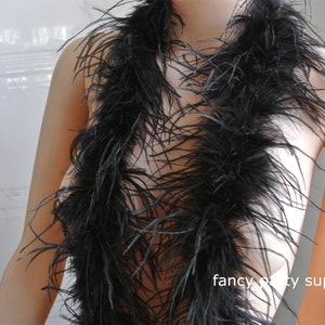 black ostrich Feather Boa 1 ply for wedding Dancing dress Crafting halloween custom supply
