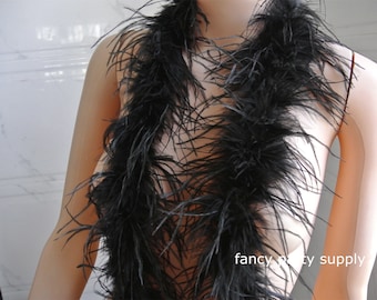 black ostrich Feather Boa 1 ply for wedding Dancing dress Crafting halloween custom supply