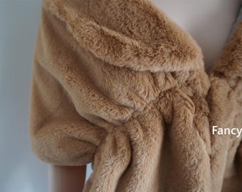 brown faux fur bridal wrap Fur Wrap Bridal Faux Fur Stole bridal Fur Shawl Cape wedding faux fur shrug color #16