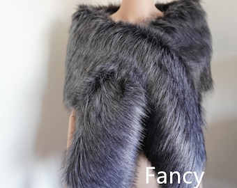 dark gray faux fur bridal wrap Fur Wrap Bridal Faux Fur Stole bridal Fur Shawl Cape wedding faux fur wrap shrug