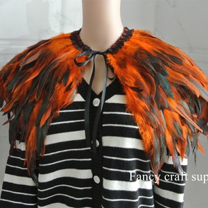 orange feather cape Black Feathered collar feather cape gothic feather collar/gothic fashion Halloween Costume