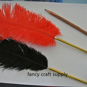 2 pcs 22 colors black Wedding feather ballpoint pen wedding pen ostrich Feather pen guest book pen
