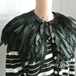 black feather cape Black Feathered collar black feather cape gothic feather collar/gothic fashion Halloween Costume
