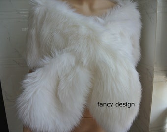 white faux fur bridal wrap Bridal Faux Fur Stole bridal Fur Shawl Cape wedding faux fur wrap shrug
