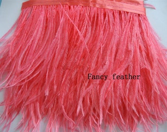 Watermelon Red ostrich feather trimming fringe ostrich feather trim feather fringe for party decor dress supply hair crafts supply 14