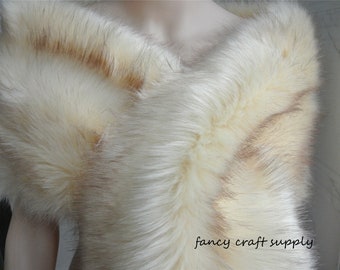 cream with brown tip faux fur bridal wrap Fur Wrap Bridal Stole bridal Fur Shawl Cape wedding faux fur wrap shrug