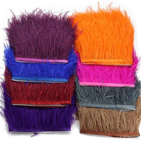 55 couleurs 1 yard blanc noir orange rose turquoise violet rouge ivoire jaune bordeaux champagne plumes franges de plumes d’autruche 4-5 pouces de large