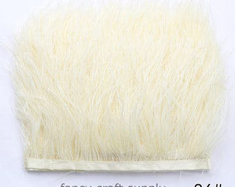 1 yarda de plumas de avestruz color crema, adorno de plumas con flecos, 3-4 pulgadas de ancho, 55 colores para que usted seleccione