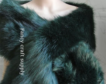 deep green faux fur bridal wrap Bridal Faux Fur Stole bridal Fur Shawl Cape wedding faux fur wrap shrug