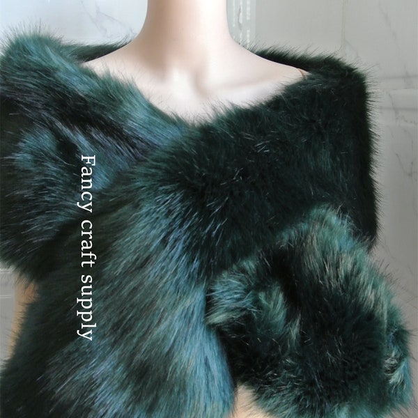 deep green faux fur bridal wrap Bridal Faux Fur Stole bridal Fur Shawl Cape wedding faux fur wrap shrug