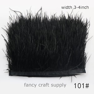 1 yard black ostrich feather trim fringe 3-4inch wide 55 colors for you select