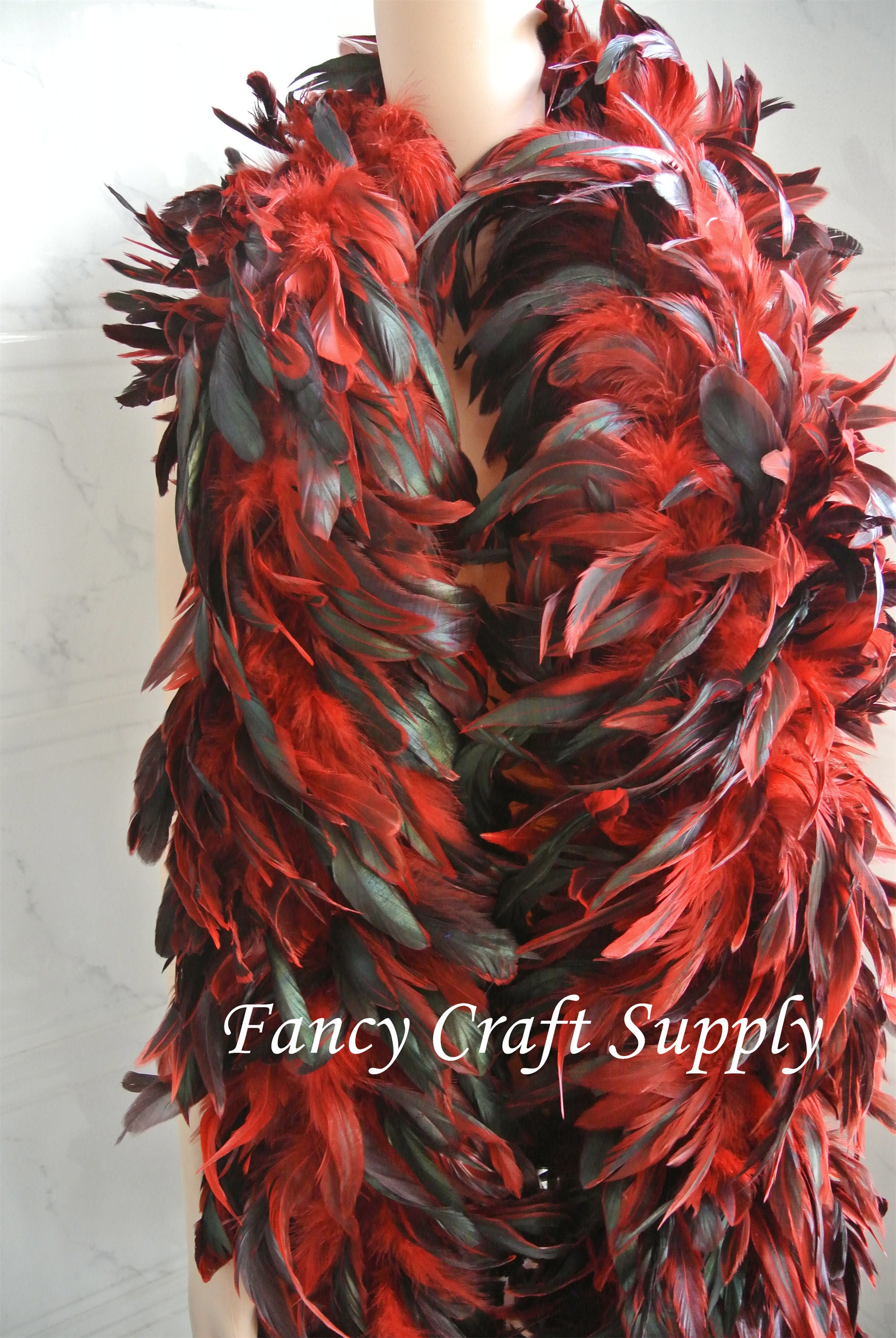 Small and Slender Black Laced Red Rooster Hackle Feathers for Crafts