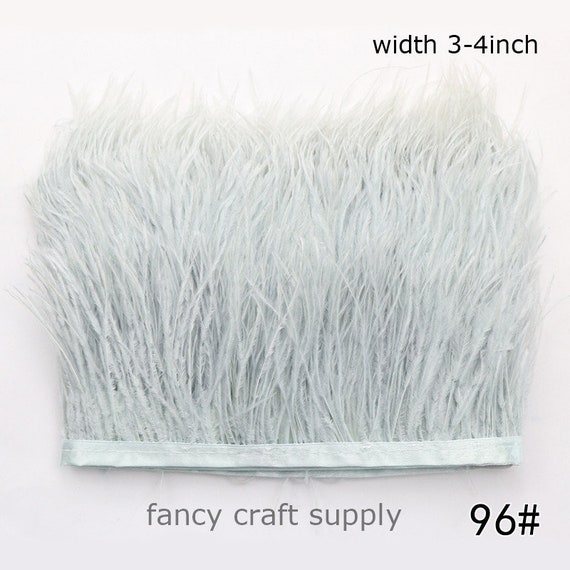 2 Ply White Ostrich Feather Trimming Fringe 1 Yard on Satin Header for  Wedding Dress 
