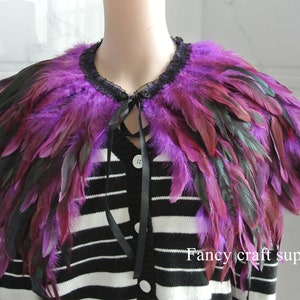 hot pink feather cape Black Feathered collar feather cape gothic feather collar/gothic fashion Halloween Costume