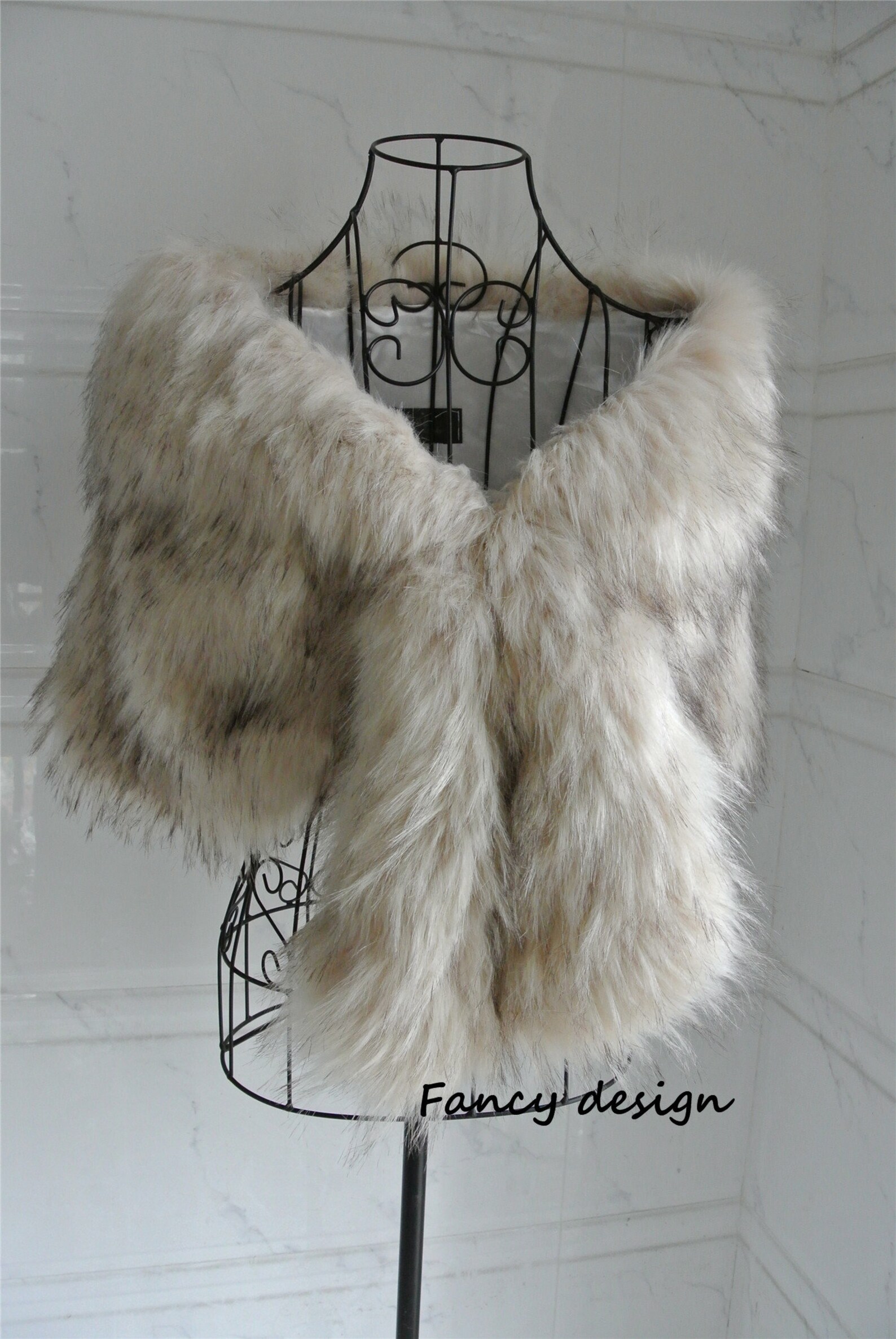 blush pink faux fur shawl