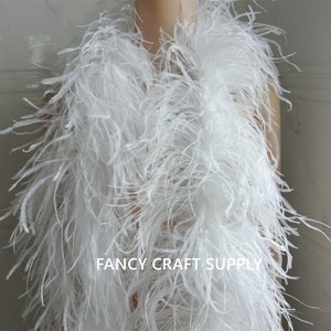 white OSTRICH Feather Boa 7 ply Dancing dress Wedding Crafting halloween custom supply