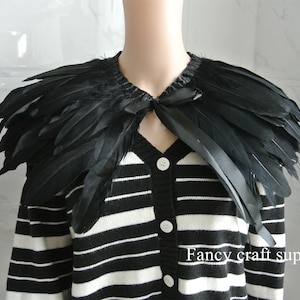 Black goose feather cape Black Feathered collar feather cape gothic feather collar/gothic fashion Halloween Costume