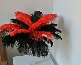 red and black 5-22inch ostrich feather ostrich plume 100 pcs for wedding party centerpiece wedding decor craft party custome supply