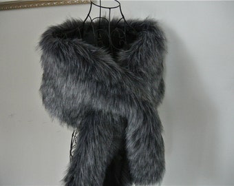 Faux Fur Wrap Faux Fur Stole Grey Chinchilla Wrap Fur - Etsy