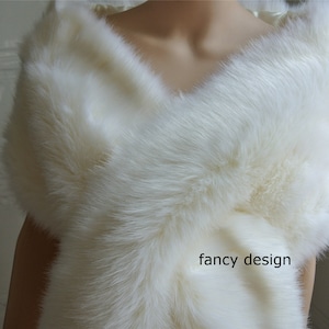 light ivory faux fur bridal wrap Bridal Faux Fur Stole bridal Fur Shawl Cape wedding faux fur wrap shrug