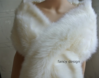 light ivory faux fur bridal wrap Bridal Faux Fur Stole bridal Fur Shawl Cape wedding faux fur wrap shrug