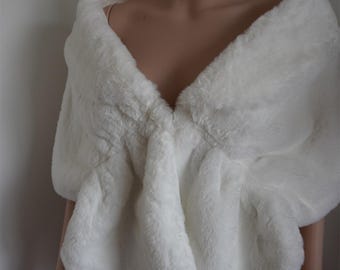 white faux fur bridal wrap Fur Wrap Bridal Faux Fur Stole bridal Fur Shawl Cape wedding faux fur wrap shrug