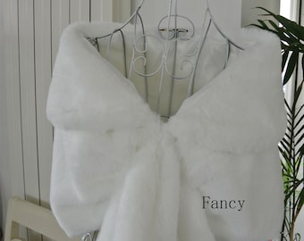 white faux fur bridal wrap Fur Wrap Bridal Faux Fur Stole bridal Fur Shawl Cape wedding faux fur wrap shrug